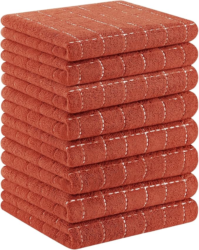 Homaxy 100% Cotton Terry Kitchen Towels, Checkered Designed, Soft and Super
