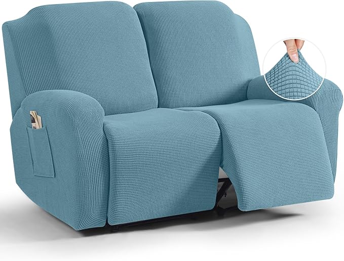 TAOCOCO Recliner Loveseat Slipcover, 6 Pieces Dual Recliner Sofa Covers