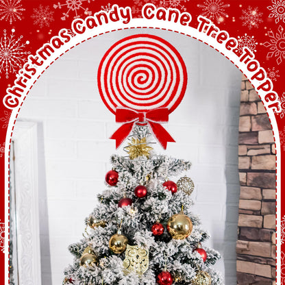 Soulchen Christmas Candy Tree Topper Peppermint Christmas Decor Toppers Large Glitter Candy Cane Tree Ornament Red and White Xmas Decoration 8 Inch Swirl Ornament for Home Xmas Holiday Party Decor