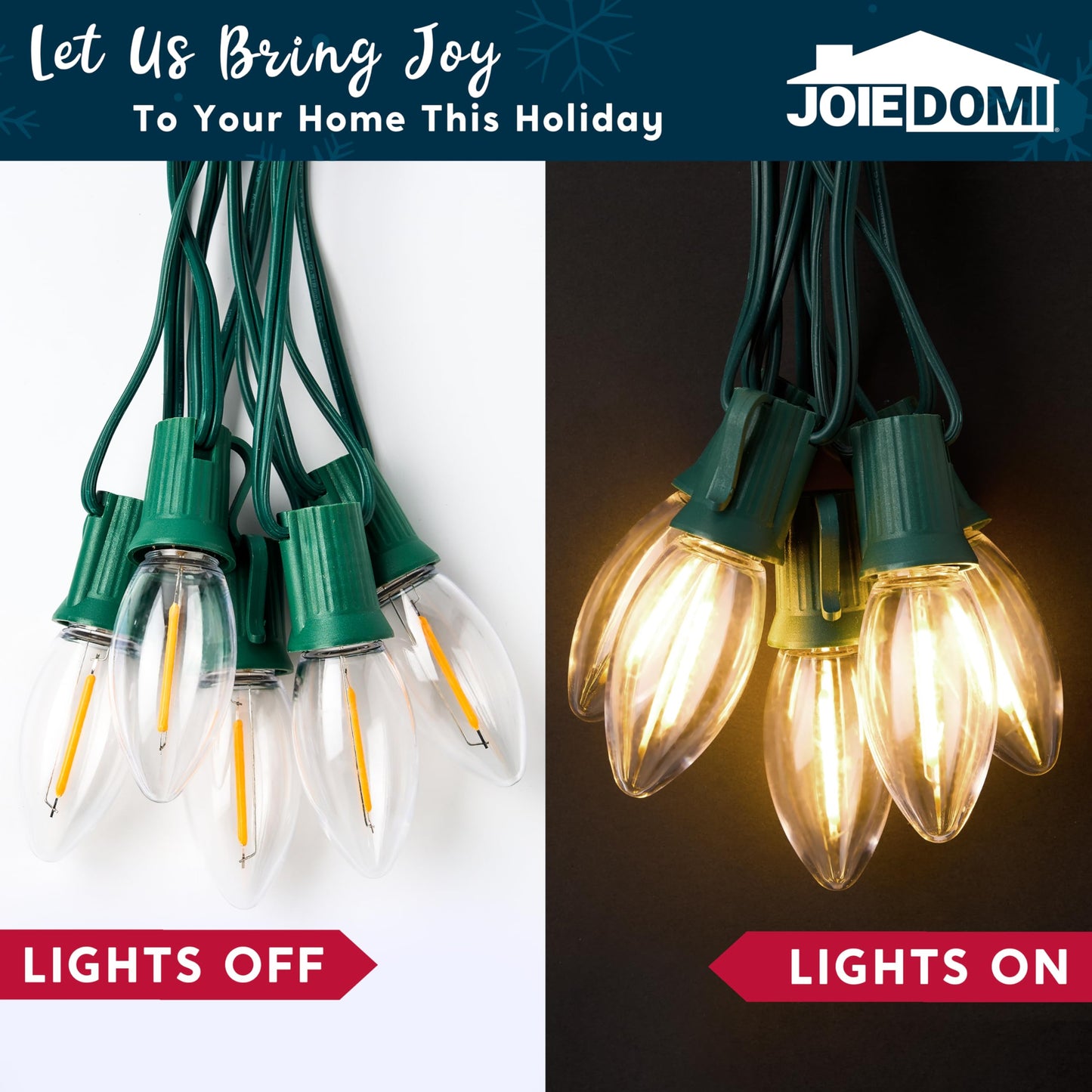 Joiedomi 24 Packs 30.75FT C9 Christmas Pathway Marker Lights, LED Warm White Waterproof Pathway Marker Outdoor Faceted Walkway Decor with Connectable for Holiday Xmas Yard Garden Lawn
