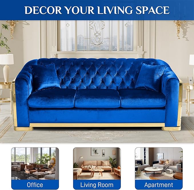 DAMAIFROM Mid Century Modern Chesterfield Sofa Couch, 3 Seat Tufted Sofas