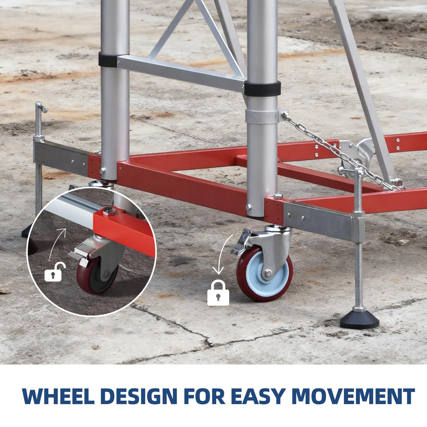 APARECIUM 12’ Aluminum Scaffolding, Foldable Scaffolding Ladder, Multipurpose Rolling Scaffolding Work Platform, Scaffold Tower, Ladder Stool Work Bench, Adjustable Work Platform, 330 Lbs Duty Rate