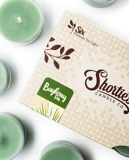 Bayberry Fir Premium Tealight Candles - Highly Scented with Essential Oils - 6 Green Tea Lights - Beautiful Candlelight - Made in The USA - Christmas & Holiday Collection