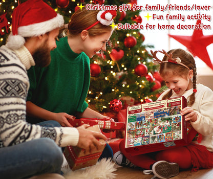 Christmas Advent Calendar Puzzle 1000 Piece for Adult, Christmas Countdown Calendar Jigsaw Puzzle, Holiday Santa Puzzle for Adult 1000 Piece