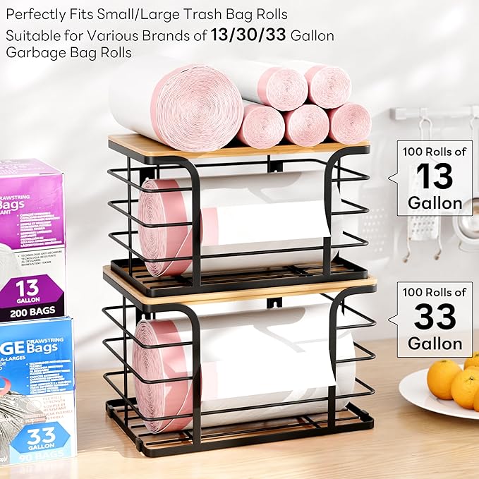 2 Pack Extra Large Stackable Pantry Organizers and Storage, Wall Mount Trash