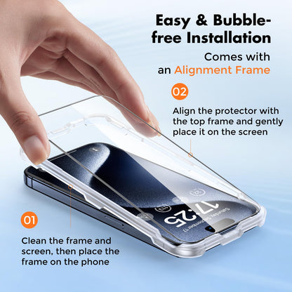 UNBREAKcable 2-Pack Screen Protector for iPhone 16e/13/13 Pro/14, Double Shatterproof Tempered Glass [Easy Installation] [9H Hardness] [99.99% HD] [Case Friendly] for Apple 13 Pro/13/14/16e 6.1 inch