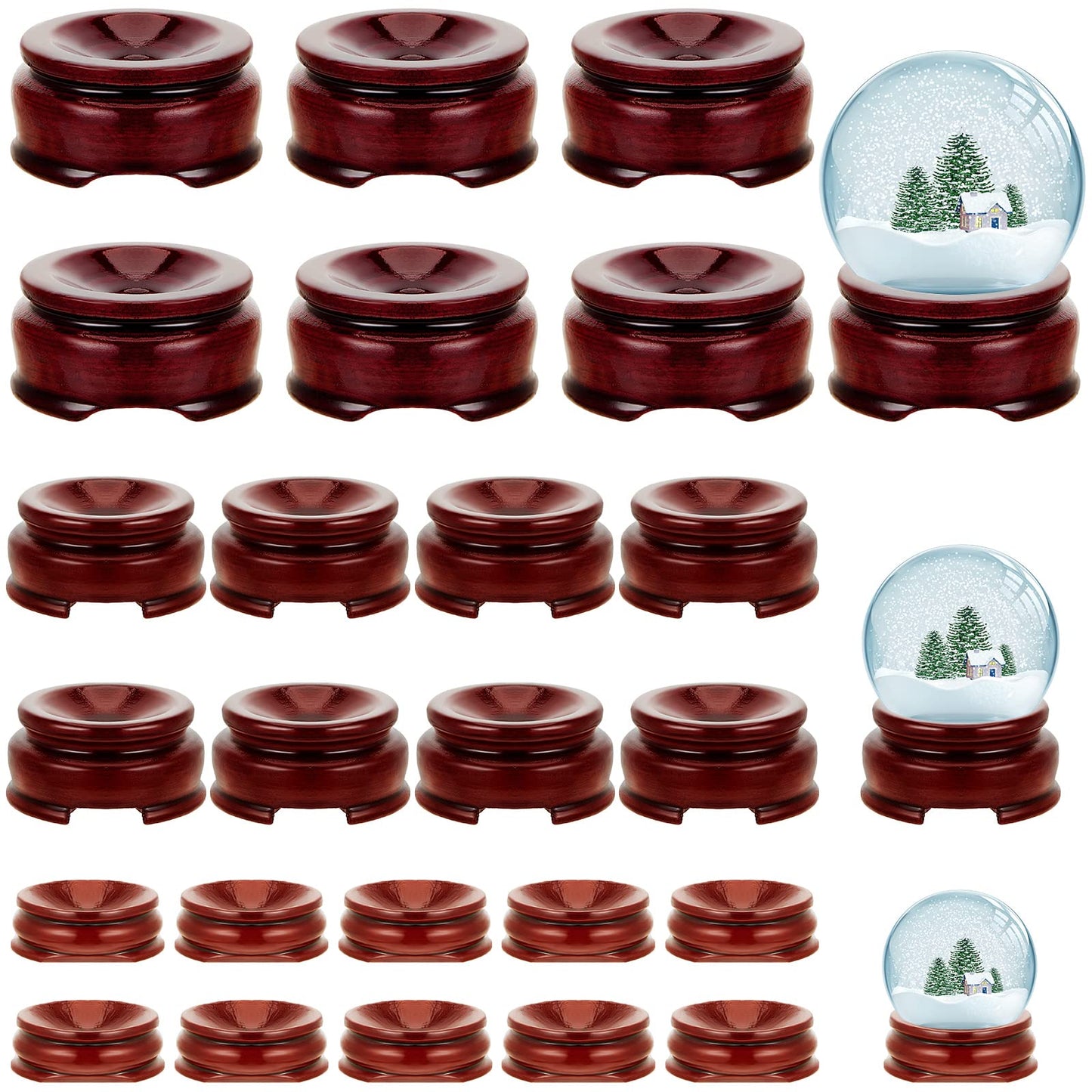 Taiyin 24 Pcs Sphere Stands for Display Crystal, Crystal Holder Wood Egg Ball Stand Stone Rock Display for Home Decor Gemstone (1.2/ 1.4/ 1.6 Inch,Cute Style)