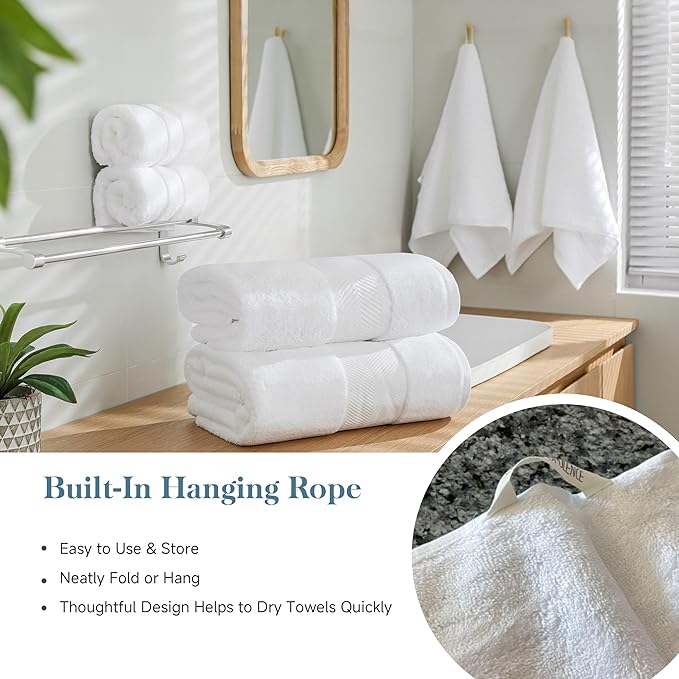Simple&Opulence 4 Pcs Premium Hand Towels 16"x28", 600 GSM 100% Ring Spun Cotton