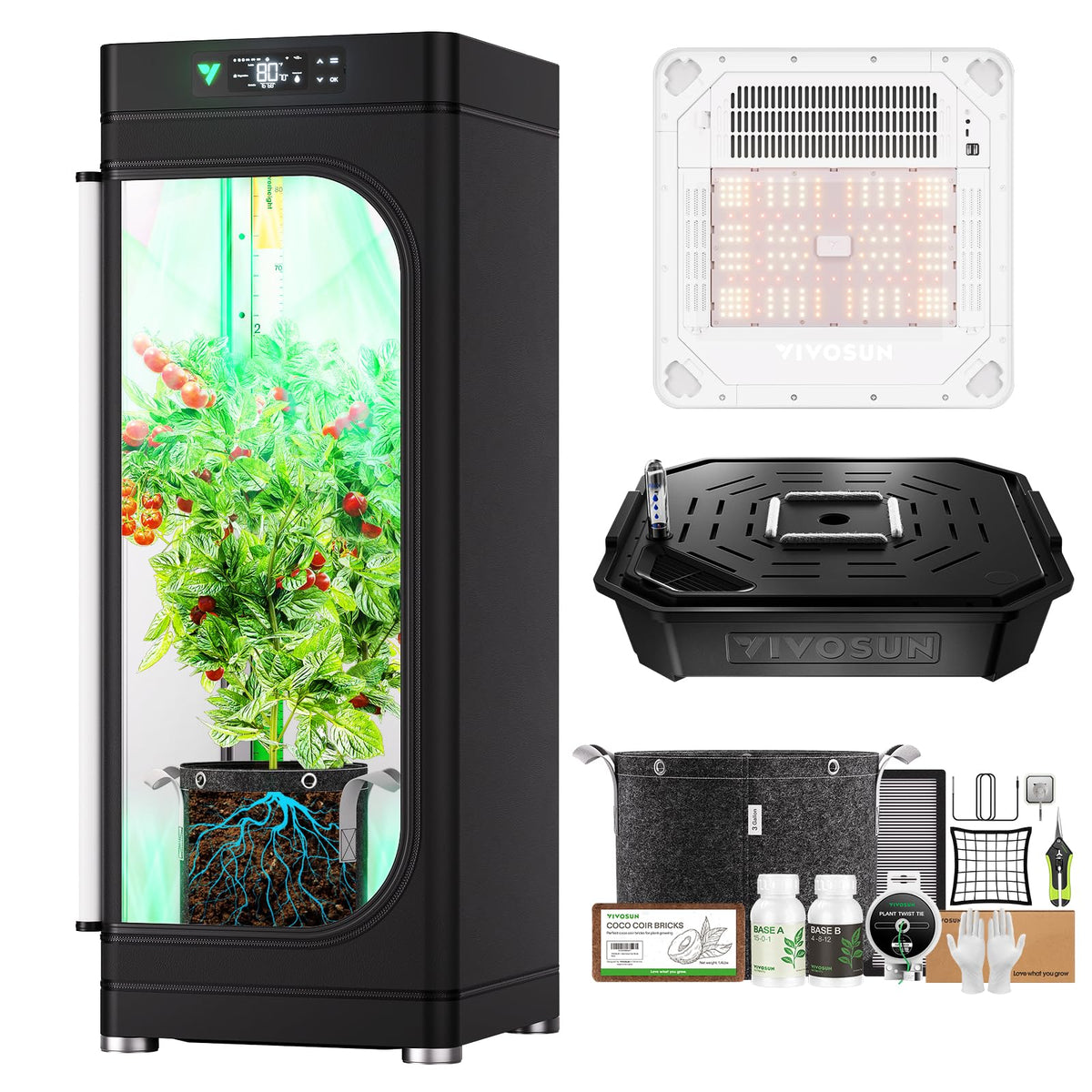 VGrow All-in-One Smart Grow Box, Professional System with Samsung LM301H EVO Grow Light, Advanced Circulation & Ventilation System, Irrigation, Nutrient, Magnetic Window for Indoor Hydroponics