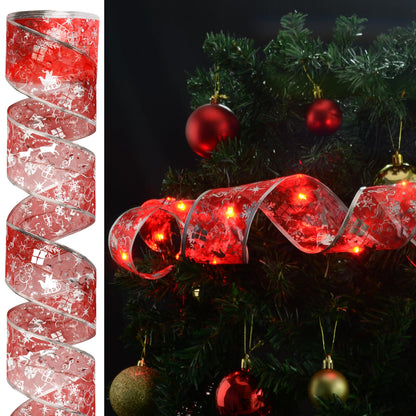 Vimorg Christmas Decorations - 2.5Inch x 66Ft 200 Led Christmas Tree Ribbon Lights with 8 Lighting Modes, Battery Operated & USB Powered Fairy String Lights with Timer for Xmas Tree Decor