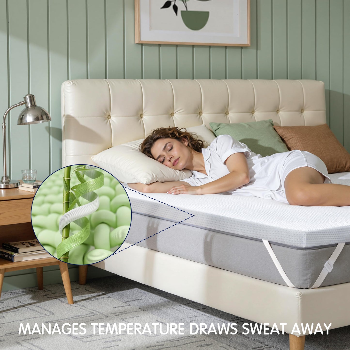 Subrtex Mattress Topper Cover (Only Cover) Mattress Protector Bedding Rayon Made from Bamboo Removable Mattress Encasement Mattress Cover with Zipper (4 Inch, White, Twin)