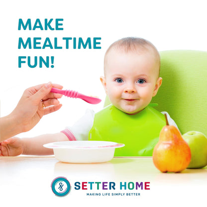 Soft Silicone Baby Spoons, Baby Spoon self Feeding Set for Babies 6-12 Months - Infant Feeding Spoons for Boys & Girls, Safty Tested Spoons, Baby Feeding Essentials, BPA Free, Great Gift