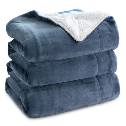 Bedsure GentleSoft Sherpa Fleece Blankets Queen Size for Bed - Thick and Warm, Soft Fuzzy Plush Queen Blanket for Winter, Grey, 90x90 Inches