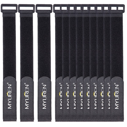 1"x 18"-12 Pack Reusable Fastening Cable Straps with Buckle Adjustable Hook and Loop Securing Strap Multi-Purpose Cinch Strap for Cord Management