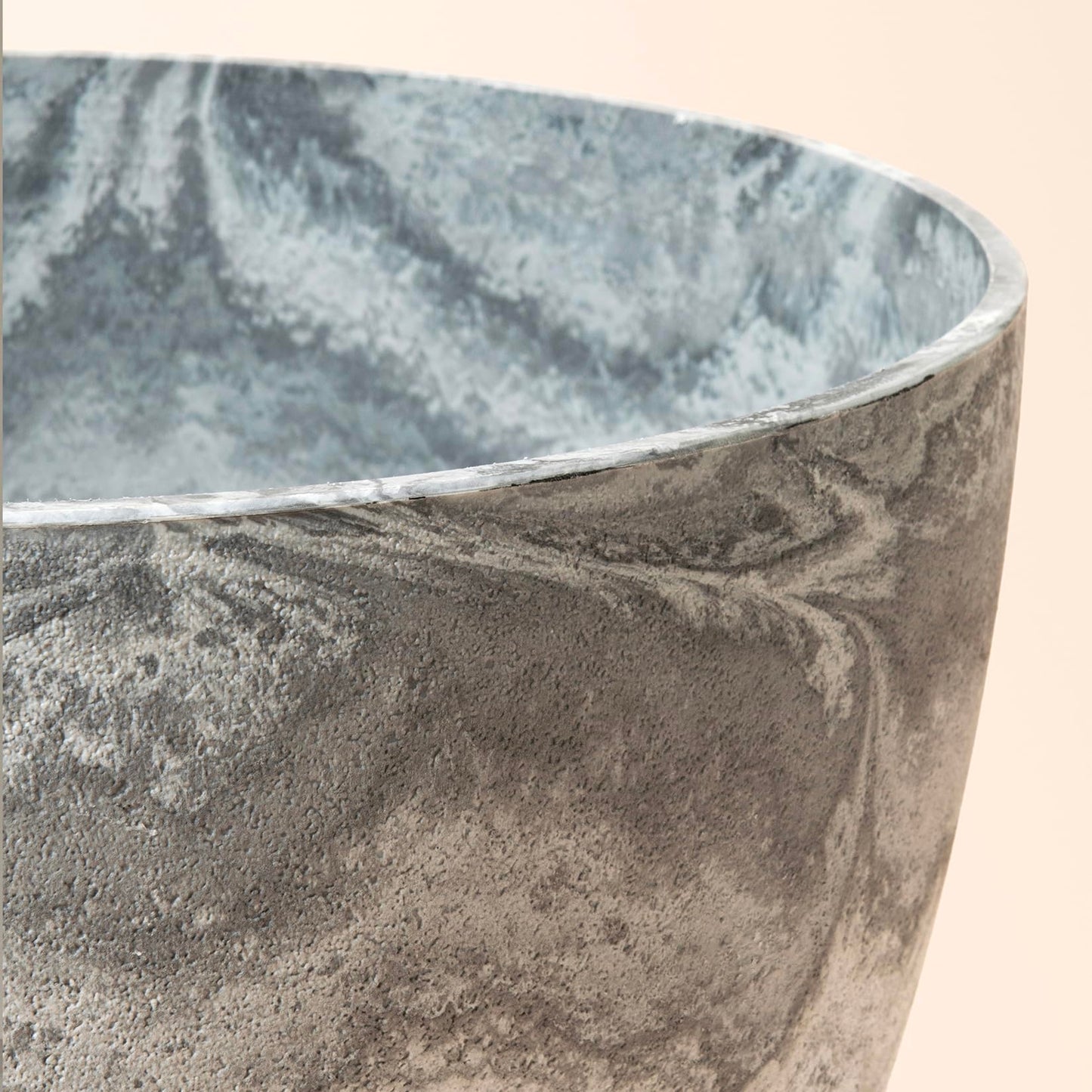 LA JOLIE MUSE Flower Pots Outdoor Garden Planters, Indoor Plant Pots with Drainage Holes, Plastic, Marble Pattern Grey, Set 2 (11.3 + 11.3 Inch)