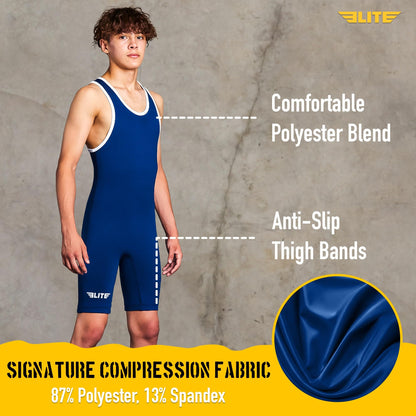 Elite Sports Men’s wrestling singlets, Standard Singlet for Men Wrestling Uniform (Navy, Small), Navy, Small
