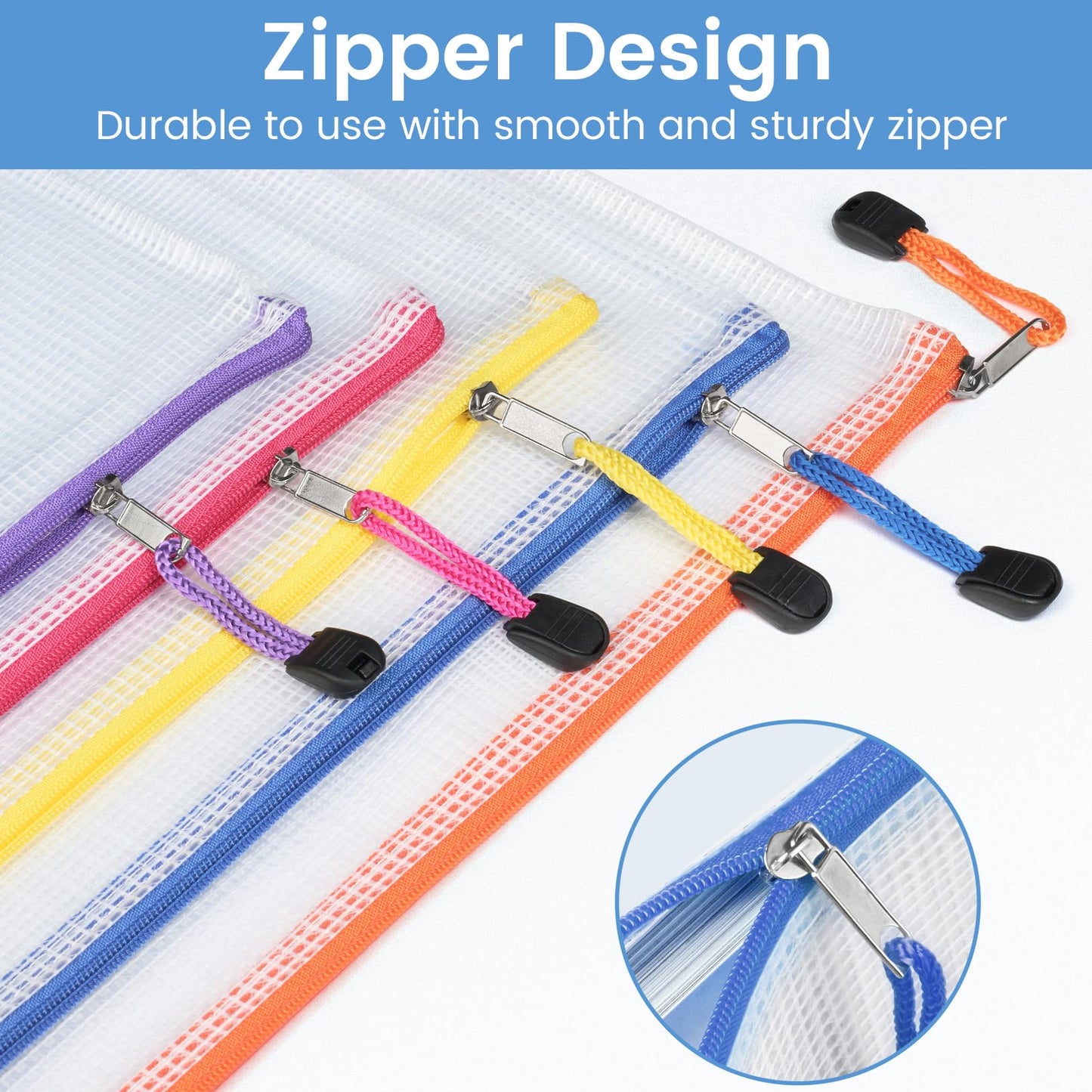 Sooez 24 Pack Mesh Zipper Pouch Bags with Label Pocket, A6 (9.1×4.7 in) Small Pencil Case Pouch for Organizing, Clear Plastic Pencil Pouches Bulk for School Supplies Storage, Money Envelopes for Cash