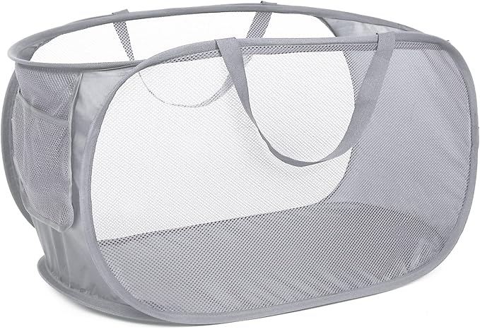 Durable Collapsible Laundry Baskets, Mesh Pop Up Laundry Hamper