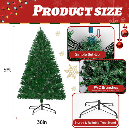 LEVELEVE Premium Pre-Lit 6FT Classic Artificial Holiday Christmas Tree w/1,000 Branch Tips,250 LED Lights for Home,Office,Party Decoration