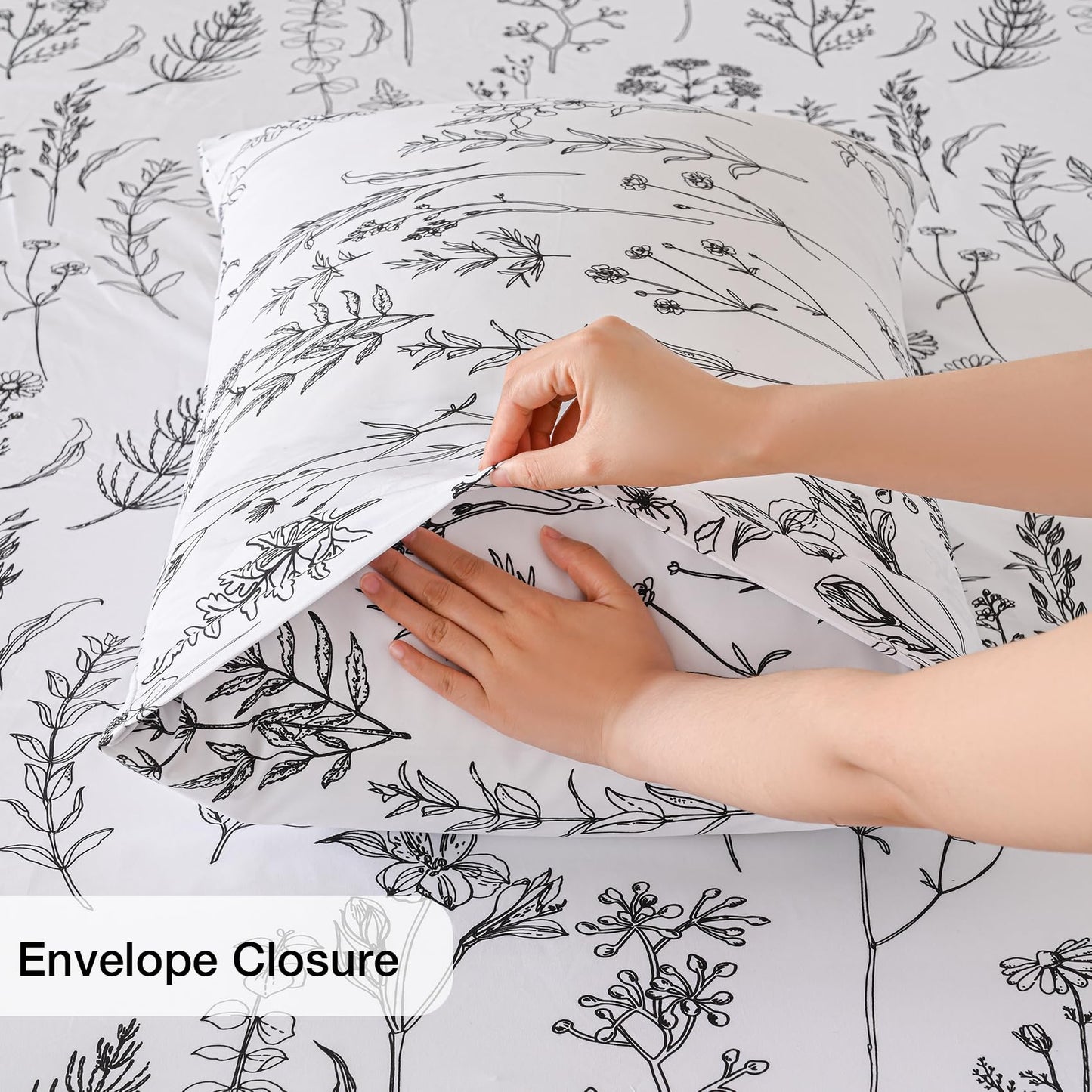 Yibeizi Floral Printed Sheet Set Queen, Boho Botanical Rustic Pattern Bed Sheets Microfiber Bedding Sheets & Pillowcases Soft 15" Extra Deep Pocket Fitted Bedsheet 4 Piece