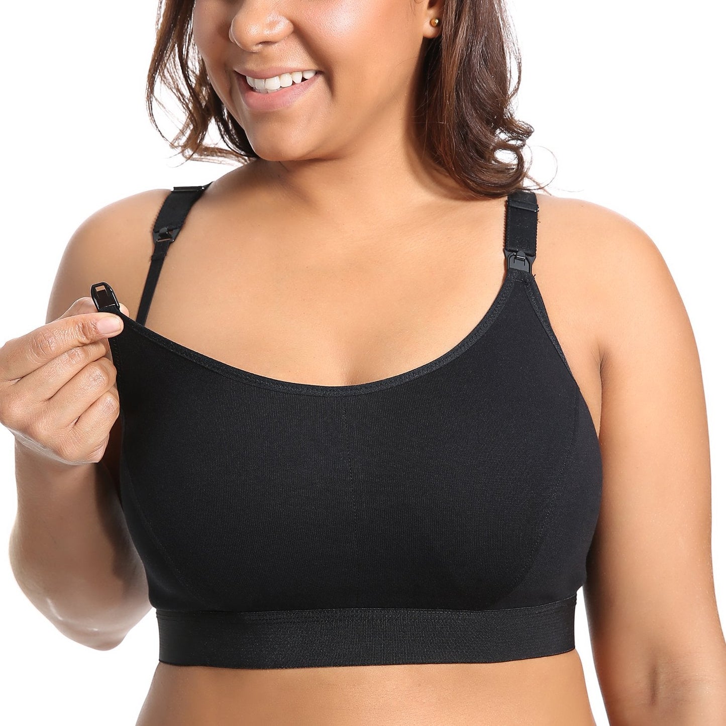 Gratlin Women's Full Support Comfort Plus Size Cotton Maternity Nursing Bra, 5XL, Black
