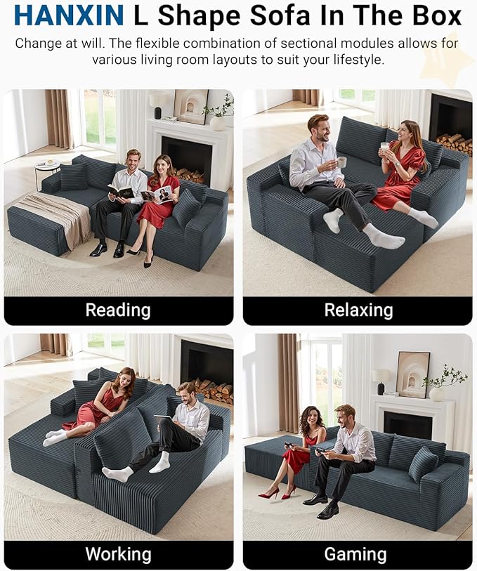 105 Inch Cloud Sectional Couch, Modern Modular Sectional Sofa
