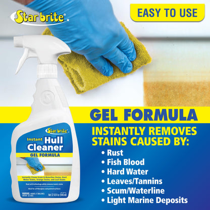 STAR BRITE Instant Hull Cleaner - 32 Oz Gel Spray - Easily Remove Stains, Scum Lines & Grime on Boat Hulls, Fiberglass, Plastic & Painted Surfaces (096132)