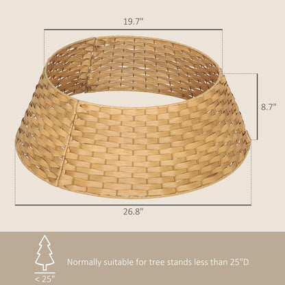 HOMCOM 27 inch Rustic Christmas Tree Collar, Plastic Woven Christmas Tree Skirt, Base Cover for Party, Holiday, Home Decoration, Natural