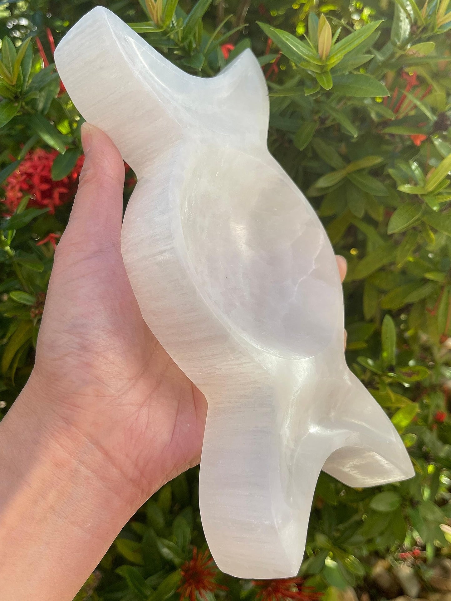 GAF TREASURES 8" Triple Moon Selenite Bowl, Gemstone Carved Selenite Crystal, Meditation Bowl, Reiki Bowl, Jewelry Holder, Crown Chakra, Cleansing, Charging, Healing