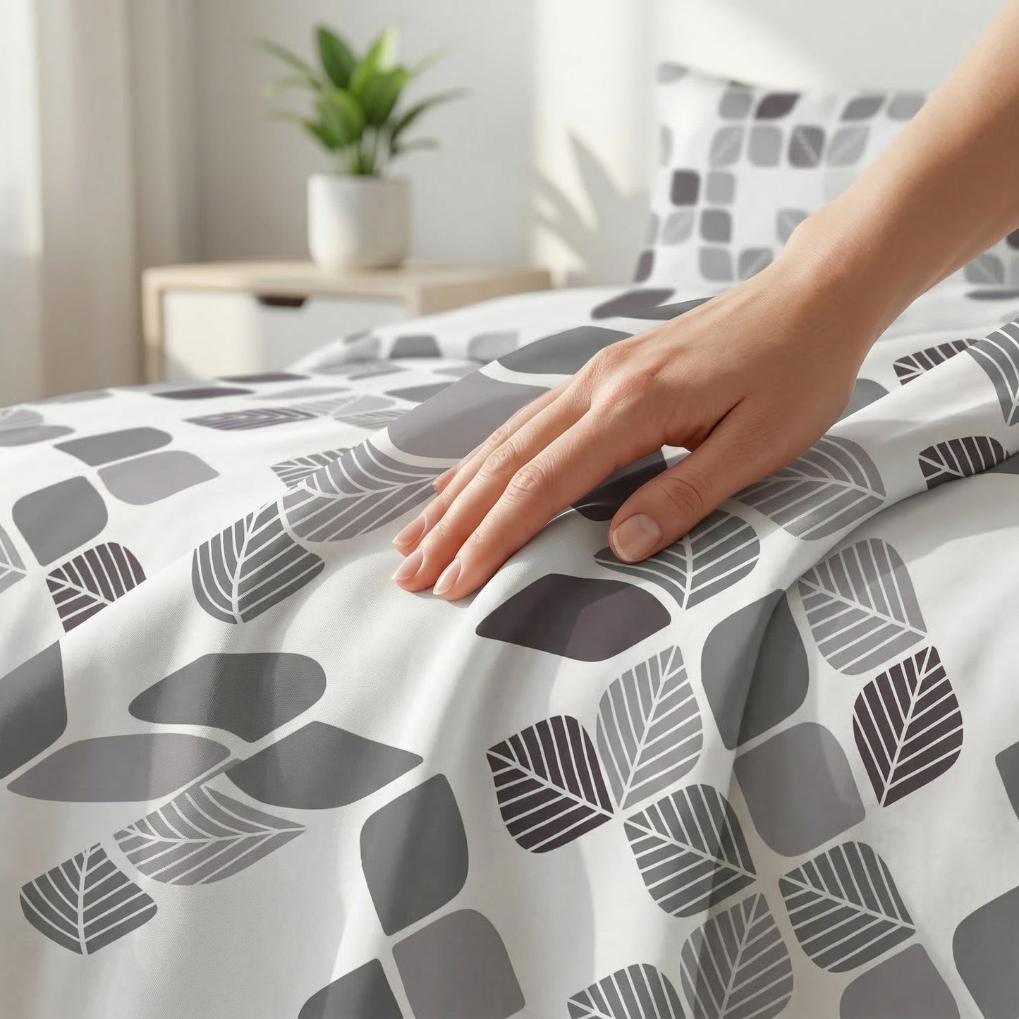 HCORA Geometric Queen Sheet Set, Ultra Soft Double Brushed Microfiber Bed Sheets, Deep Pocket, Breathable, Wrinkle Resistant, Easy Care, 4PC, Queen Size
