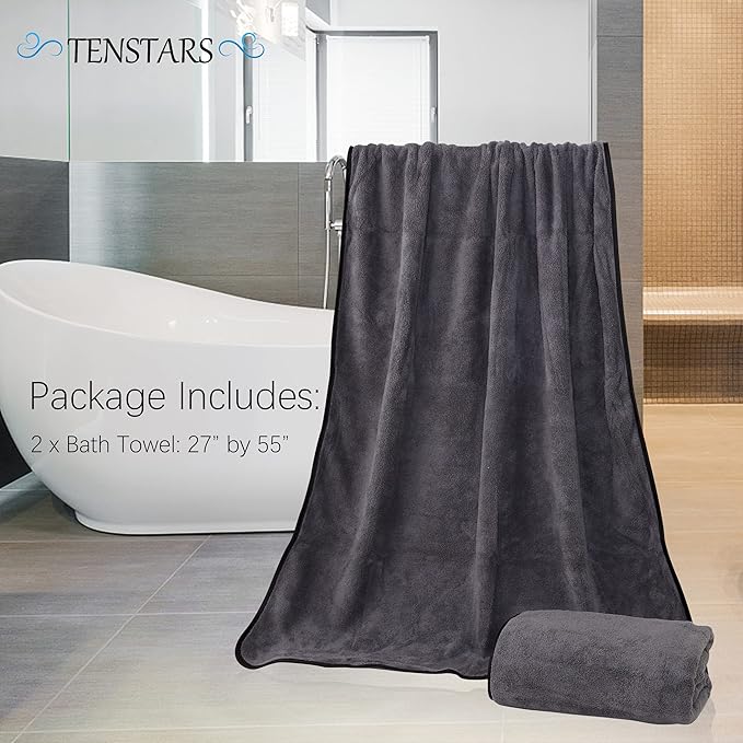 TENSTARS Silk Hemming Bath Towels