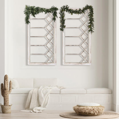 Oakrain Wood Window Frame Wall Art, 39"x 20" Rustic Wall Decor, Farmhouse Window Pane Decor for Wall, Decorative Wall Sculptures for Living Room, Bedroom, Entryway, Hallway, Distressed White
