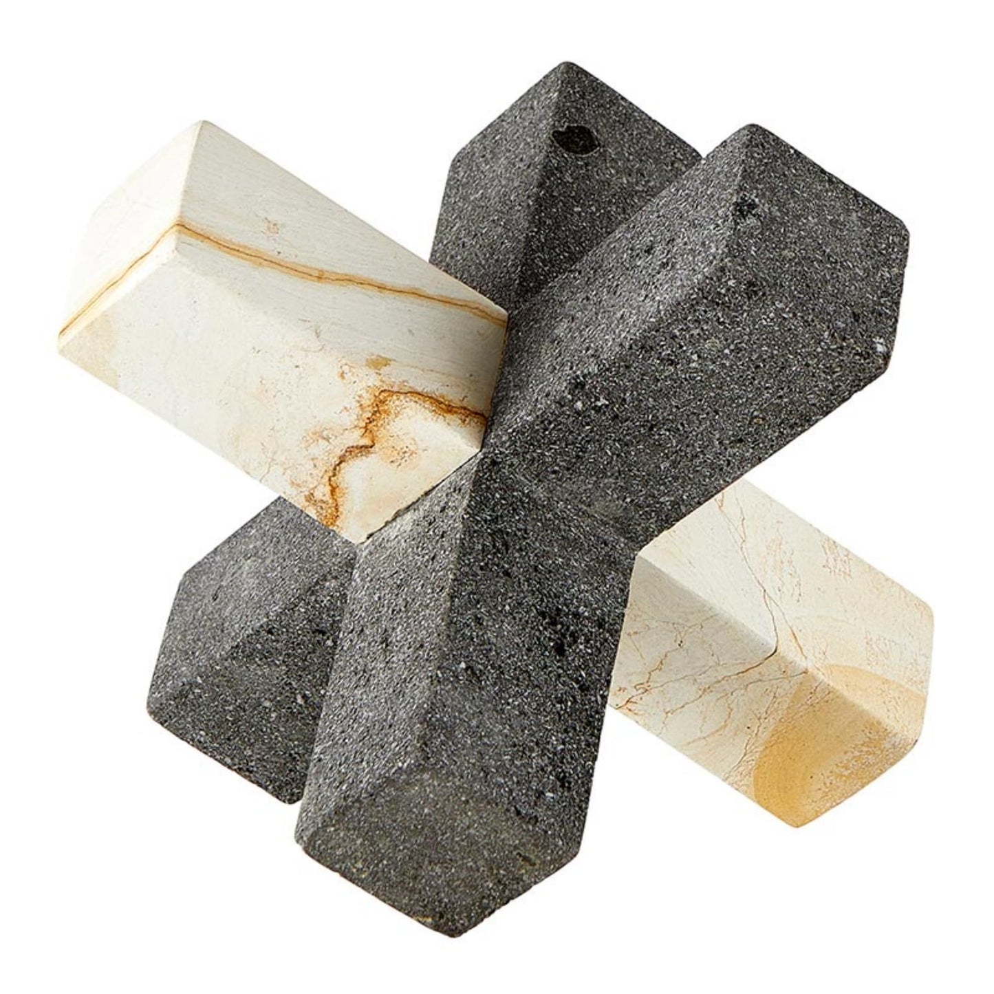47th & Main Bowie Stone Figurine Modern Décor for Coffee Table, 8" L x 7" W x 6.5" H, Grey/White