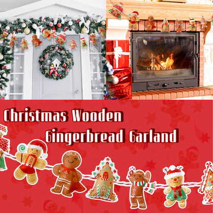 Generic 8.8 ft Gingerbread Christmas Garland Cute Gingerbread Men Christmas Tree Garland Felt Hanging House Xmas Home Bunting Banner for Tree Ornaments Party Holiday Wall Decor