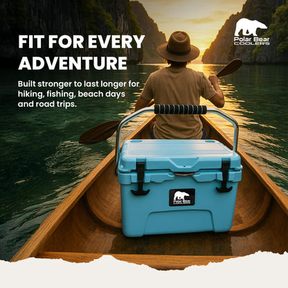 Polar Bear Coolers - 20 Can Hard-Sided Cooler - Ice Chest for Camping, Travel, Sports Events, or Fishing - Insulated Hard Shell Cooler - Heavy-Duty & Portable - Keeps Ice up to 5 days - 20 qt, Seafoam