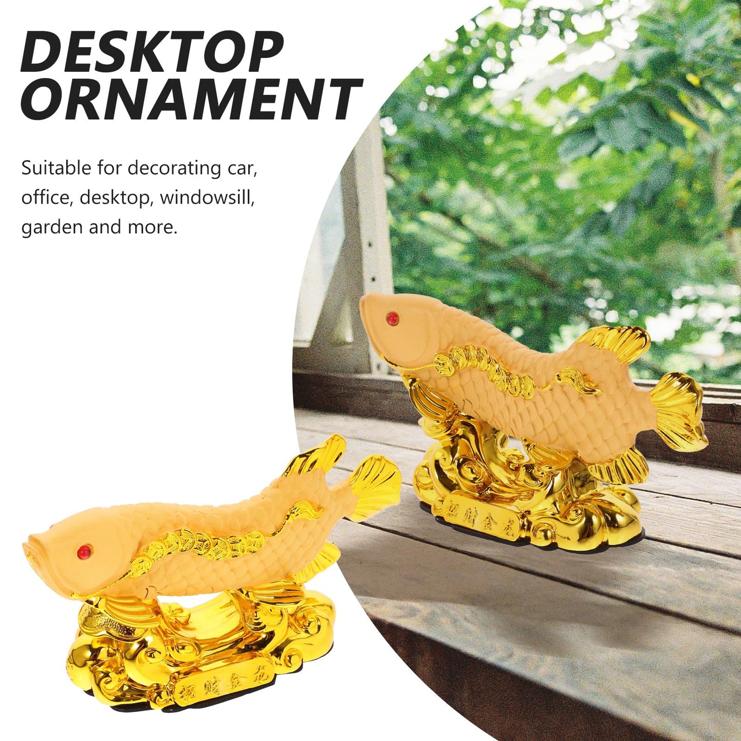 GANAZONO Feng Shui Wealth Arowana Fish Lucky Fish Statue Figurine Decoration