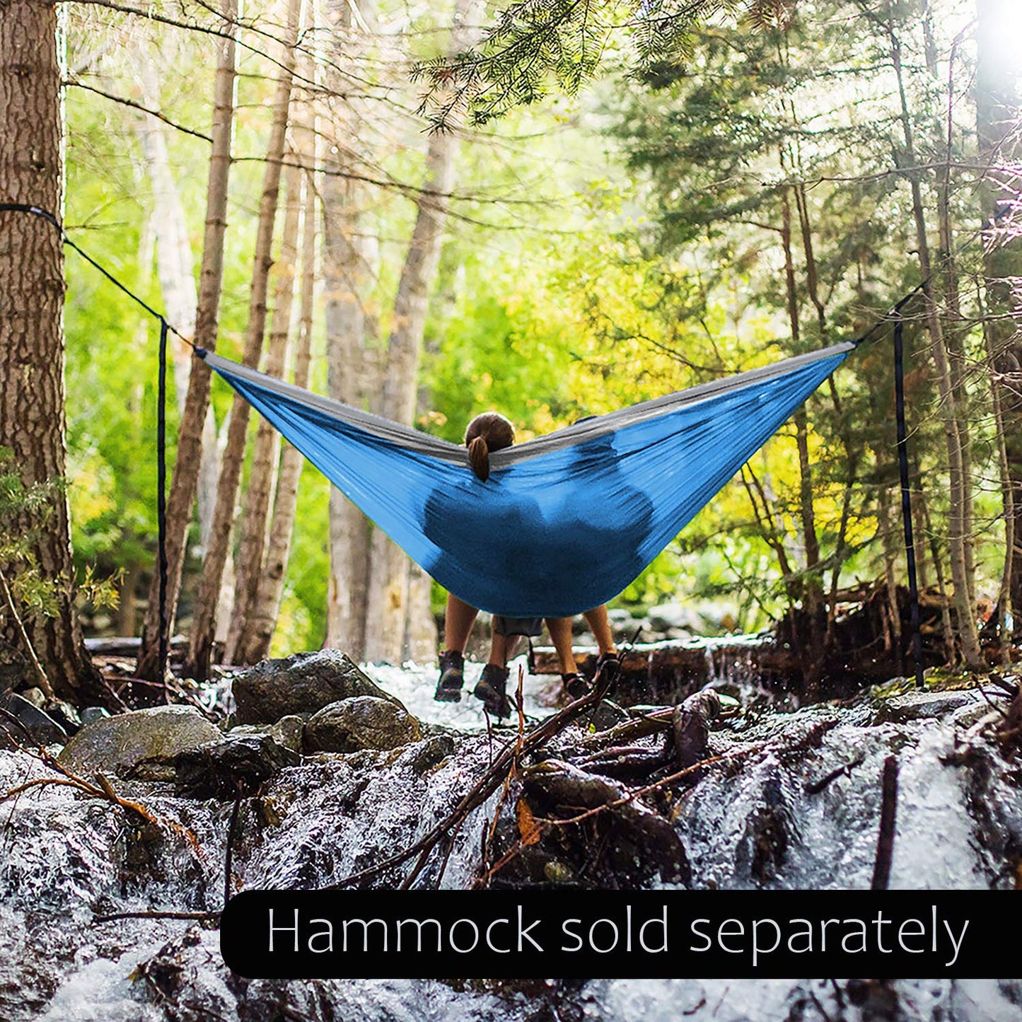 Pro Venture Hammock Straps and Carabiners Set | 22 Feet Total, 44+2 Loops | 1200lbs Breaking Strength (500lbs Rated) | Non-Stretch, Lightweight, Portable - Quick Setup | Heavy Duty, Tree Friendly