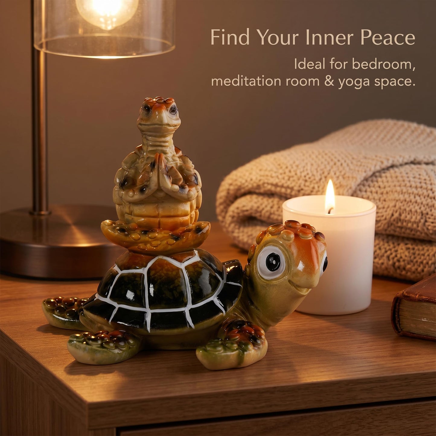 Brizoria Sea Turtle Figurine Beach Decor Ocean Decor Meditating Baby Turtle Resin Coastal Zen Statue Glossy Painted Finish for Bathroom Bedroom Office Bookshelf, Green