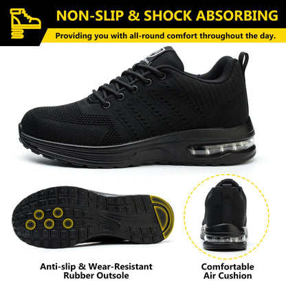 Baofular Safety Trainers Men Womens Steel Toe Trainers Lightweight Comfortable Safety Shoes Work Trainers Non Slip & Breathable Black 9 UK 43 EU 265