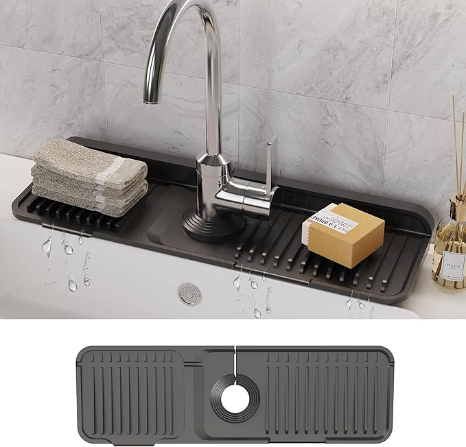 WAFT YEARN 17X5 Inch Silicone Durable Faucet Mat Kitchen Sink Splash Guard