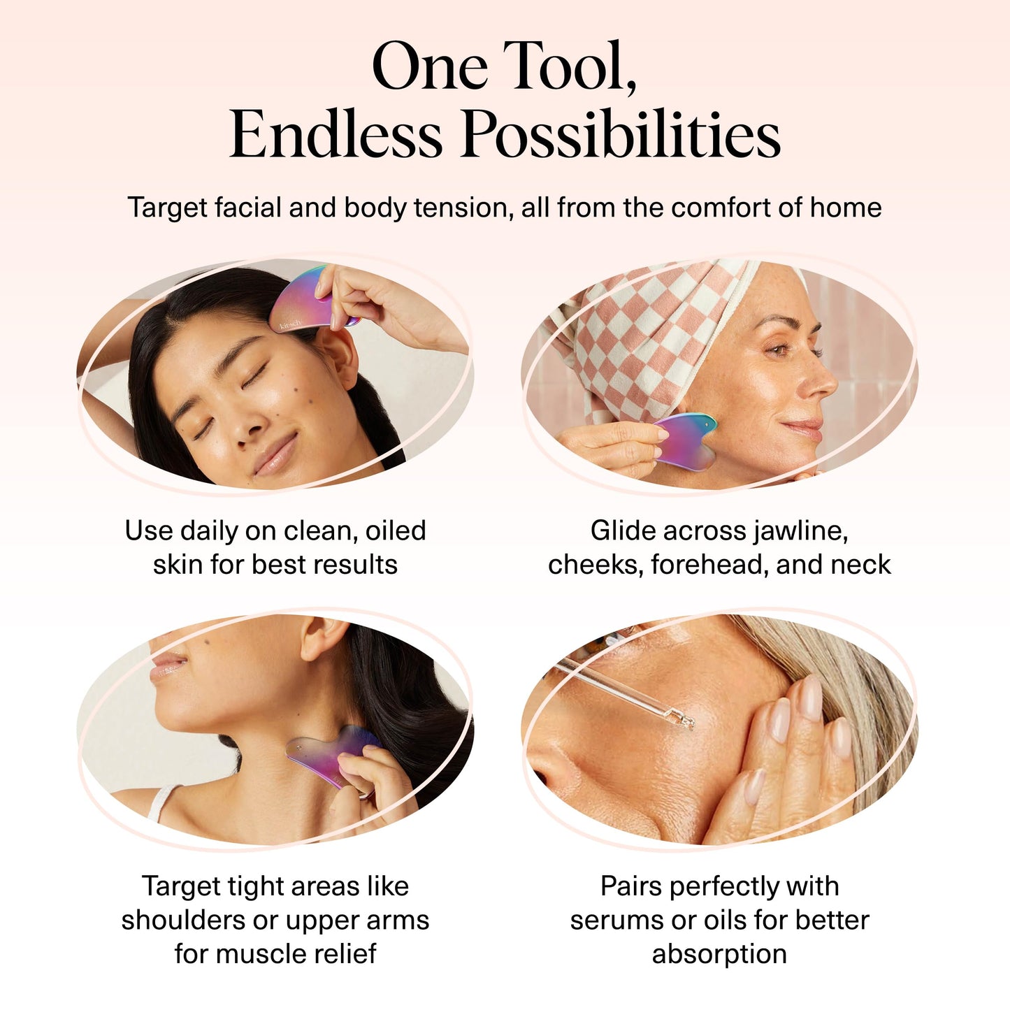 Kitsch Stainless Steel Gua Sha Facial Tools - Guasha Tool for Face, Face Sculpting Tool, Jawline Shaper, Double Chin Reducer, Body Gua Sha Tools, Lymphatic Drainage Massager, Facial Skin Care - Silver