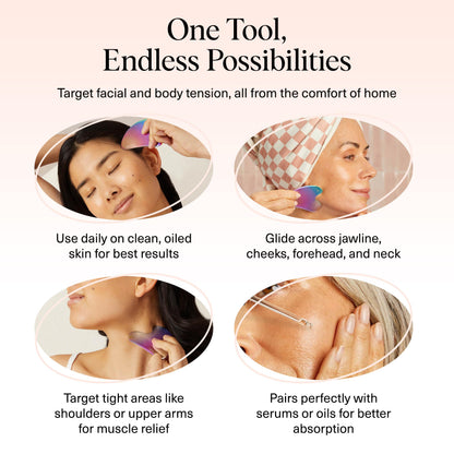 Kitsch Stainless Steel Gua Sha Facial Tools - Guasha Tool for Face, Face Sculpting Tool, Jawline Shaper, Double Chin Reducer, Body Gua Sha Tools, Lymphatic Drainage Massager, Facial Skin Care - Silver