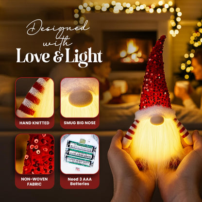 KAHF 2PCS Christmas Gnomes Decorations and Christmas Decorations Indoor Lighted - 12" Handmade Swedish Santa Gnomes Plush Cute Christmas Decor Elf Gift Xmas Table