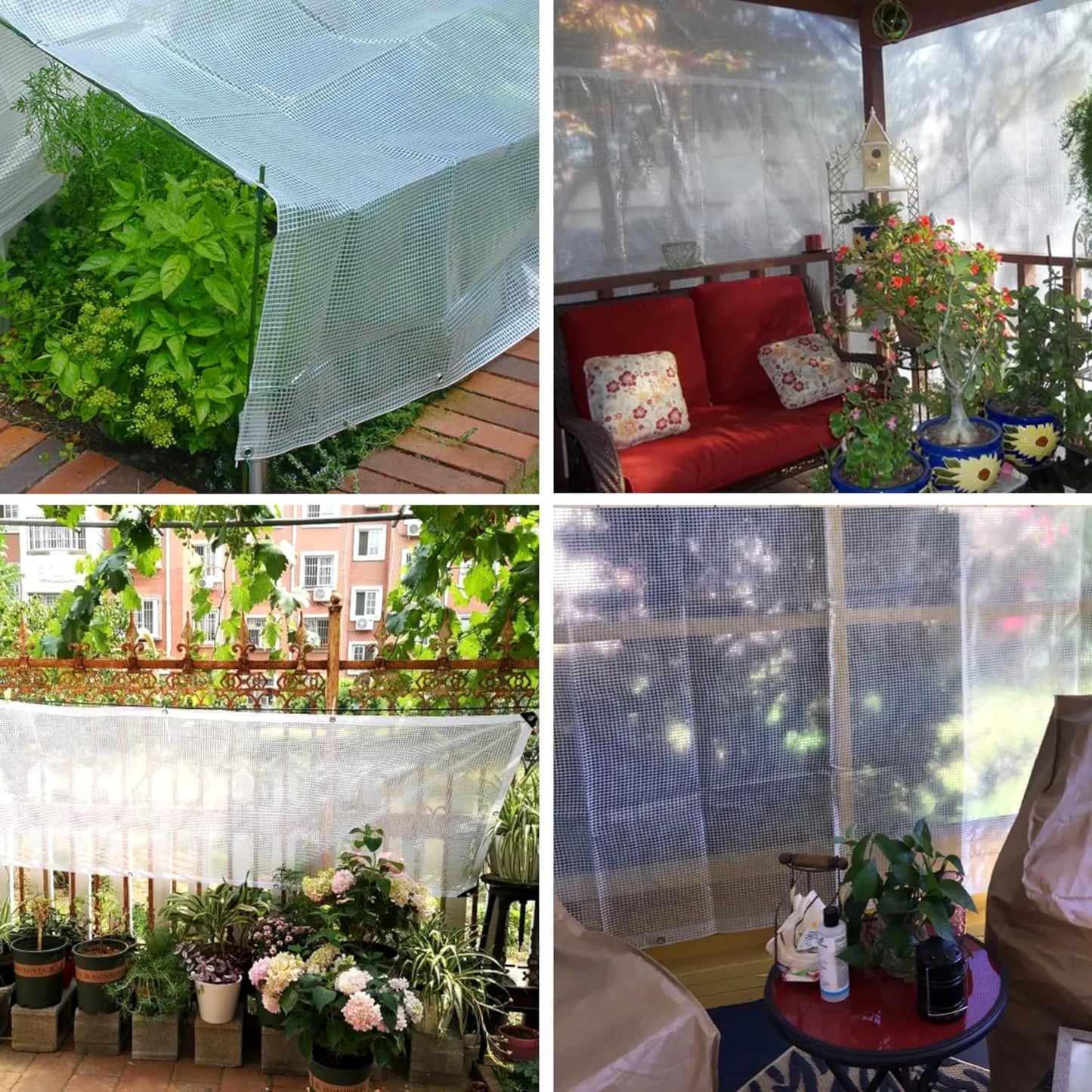 3m x 4m Clear Leno Tarpaulin - Heavy-Duty Waterproof 100 GSM Reinforced Transparent Tarp Sheet with Mesh Support, Rubber Strengthened Corners - UV‑Resistant Cover for Garden, Greenhouse, Groundsheet