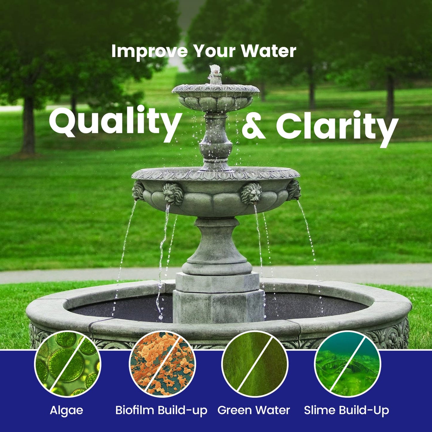 Hydra Fountain Clear Water Feature Cleaner | 60ml Treats 1,800L Highest Dilution Rates - Water Feature Treatment Keeps Water Crystal Clear from Algae, Cleans Water & Biofilm Build-up