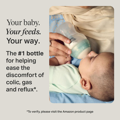 Tommee Tippee Advanced Anti-Colic Baby Bottles for 0m+, Pack of 3 260ml Baby Bottles, with Slow Flow Breast-Like Teat for a Natural Latch, Self-Sterilising and BPA Free, Baby Feeding Essentials