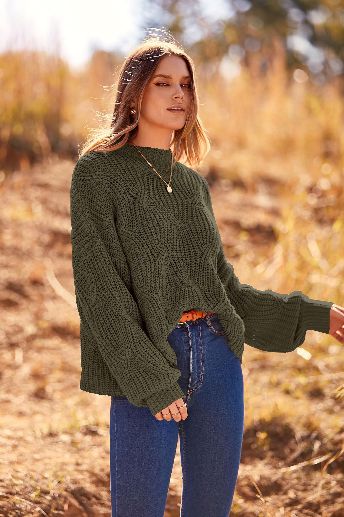 PRETTYGARDEN Women's Fall Oversized Pullover Sweaters Casual Crewneck Long Sleeve Chunky Cable Knit Tops Winter Clothing