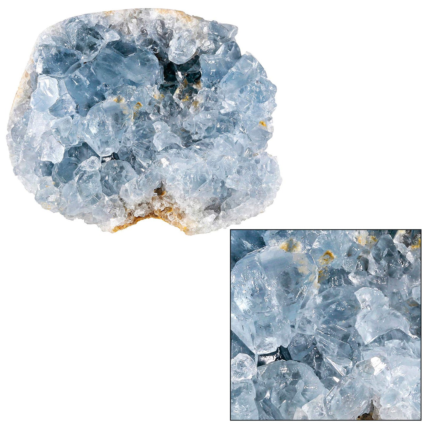 Rockcloud Natural Raw Blue Celestite Mineral Healing Crystal Cluster Geode Irregular Home Decoration Gemstone Specimen, 0.48-0.66 lb