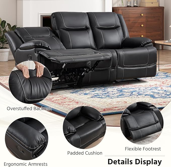 ANJ Premium Genuine Manual Reclining Sofa Set