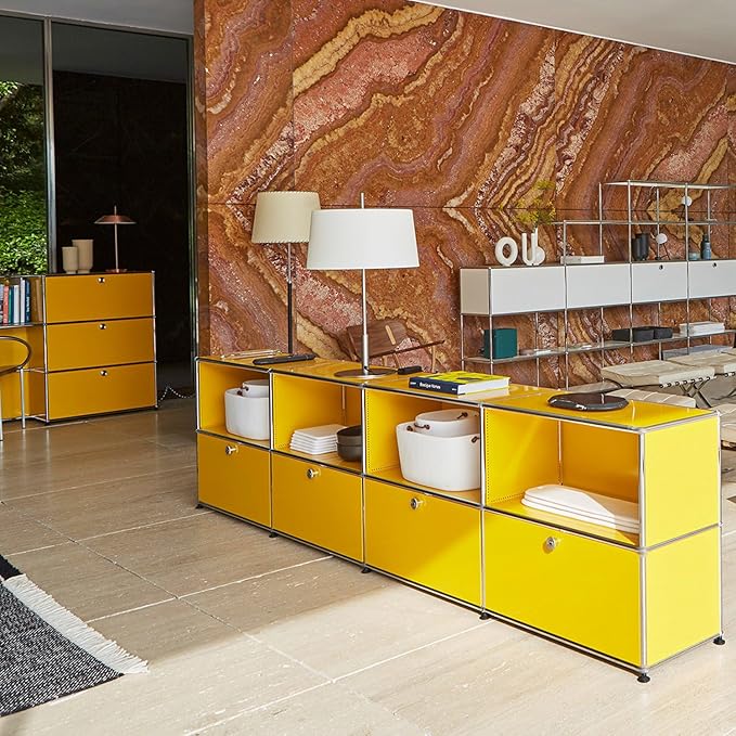 Modern Storage Cabinet Yellow F Versatile Free-Standing Organizer